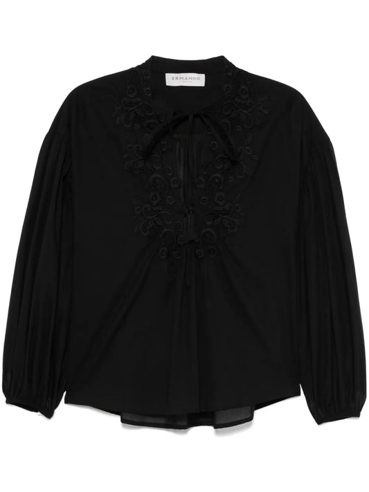 Floral-Embroidery Blouse