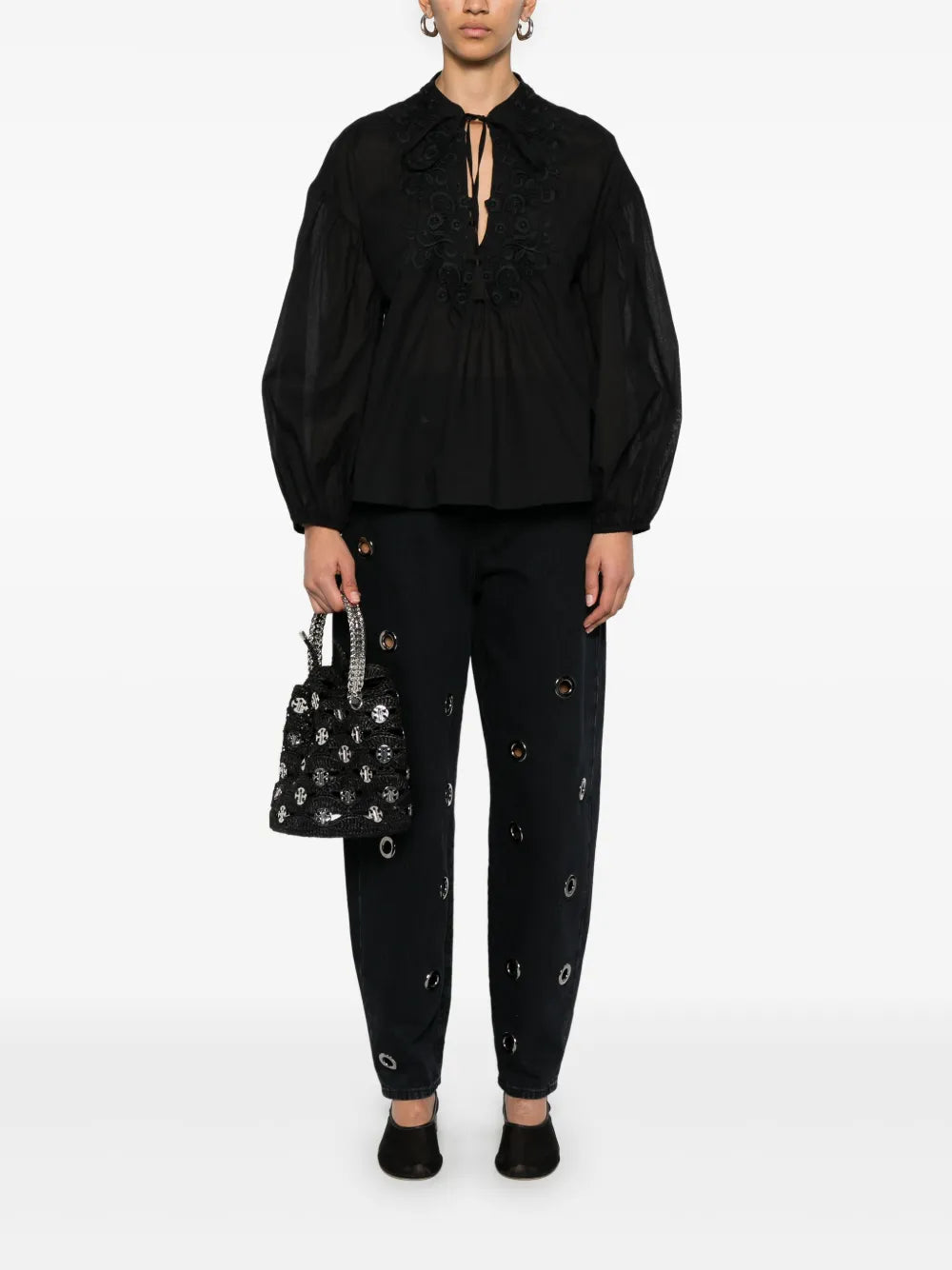 Floral-Embroidery Blouse