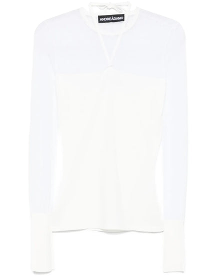 Knitted Sheer-Detail Top
