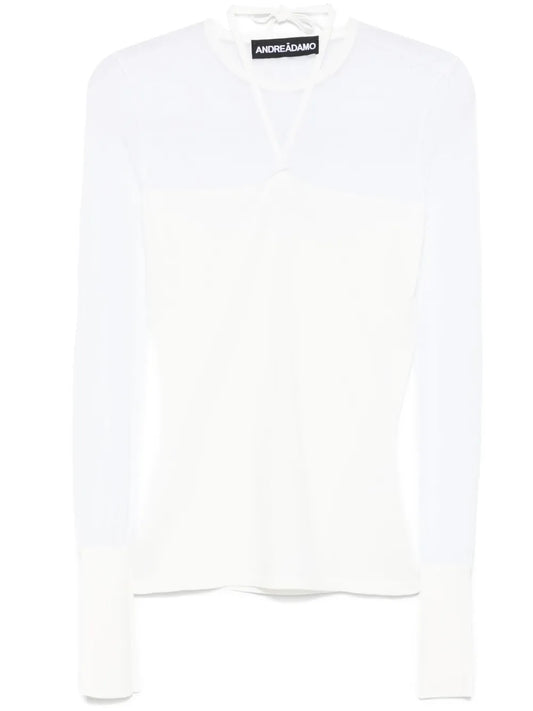Knitted Sheer-Detail Top