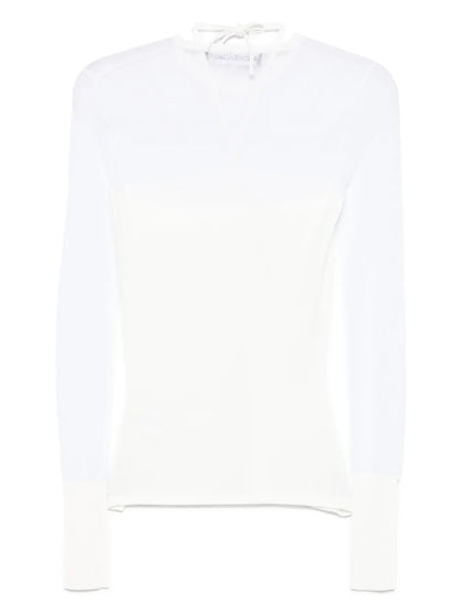 Knitted Sheer-Detail Top