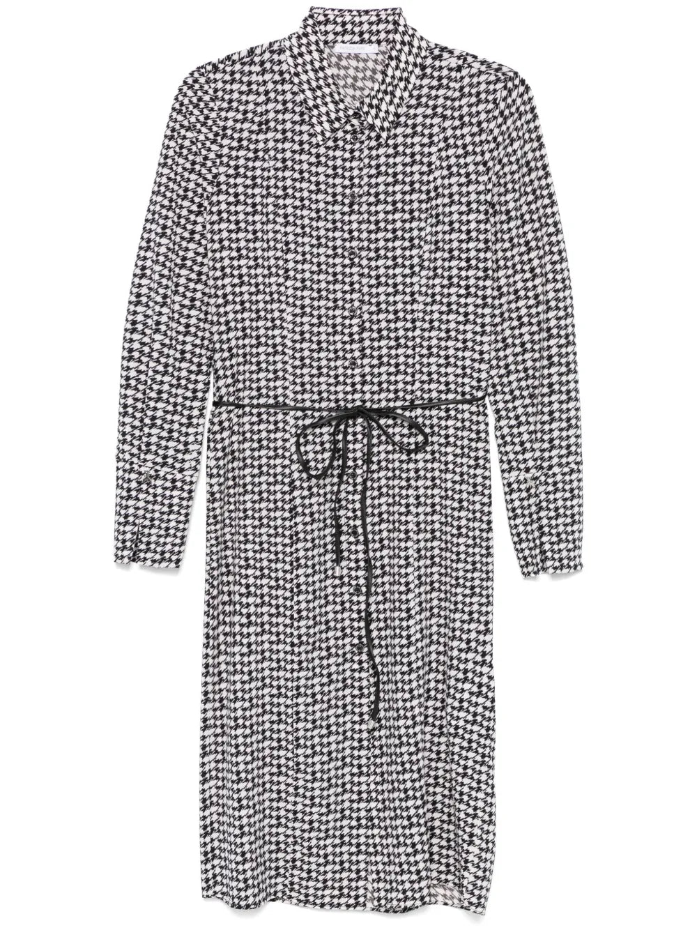 Houndstooth-Pattern Midi Dress