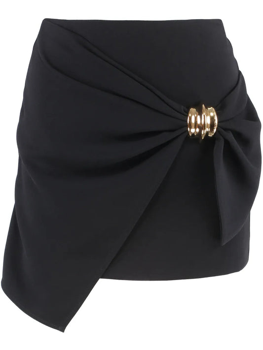 Macro-Bow Crepe Mini Skirt