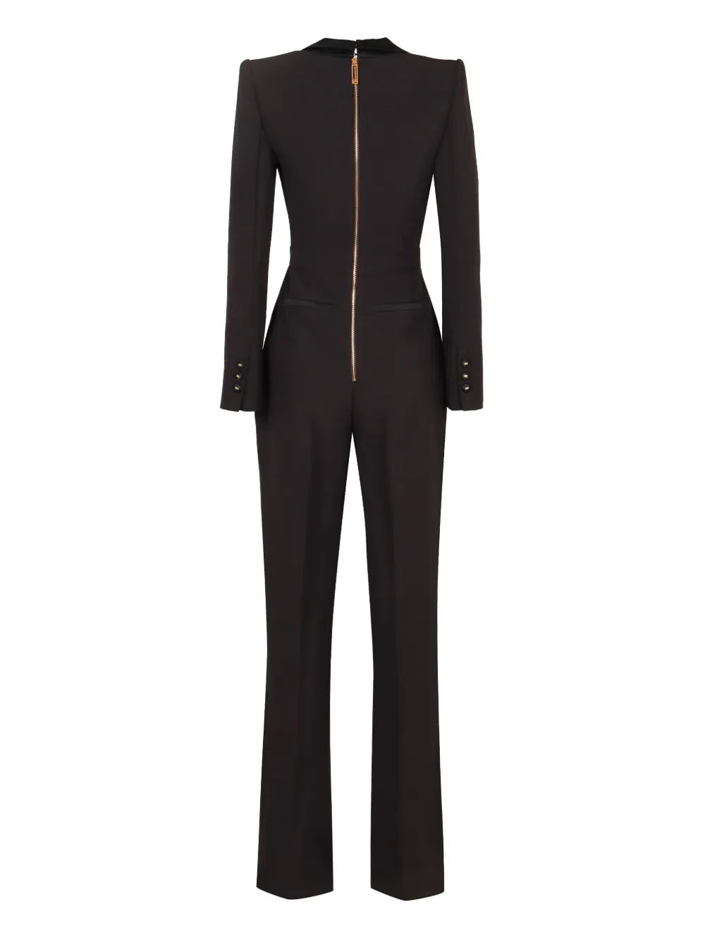 Satin-Lapel Crepe Jumpsuit