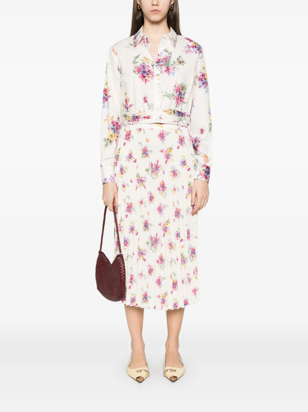 Floral-Print Midi Skirt