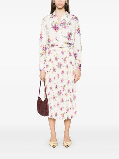 Floral-Print Midi Skirt