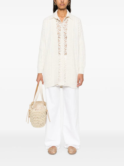 Metallic-Threading Cardigan