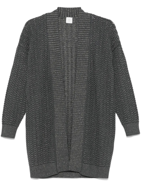 Metallic-Threading Cardigan
