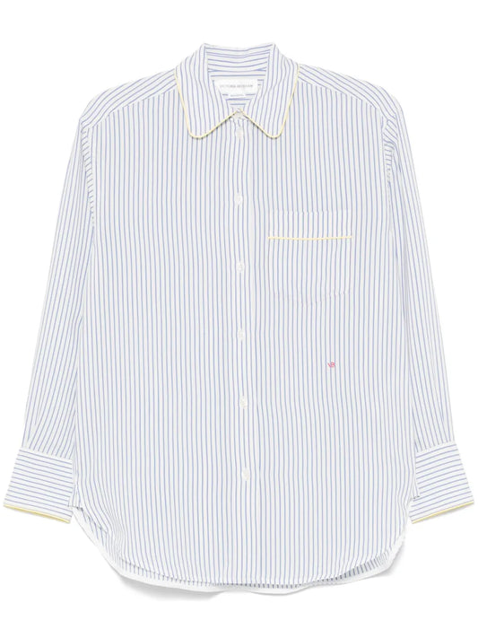 Striped Pajama-Style Shirt