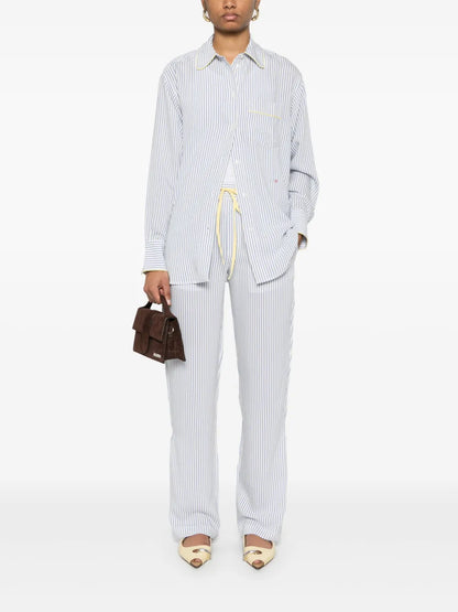 Striped Pajama-Style Shirt