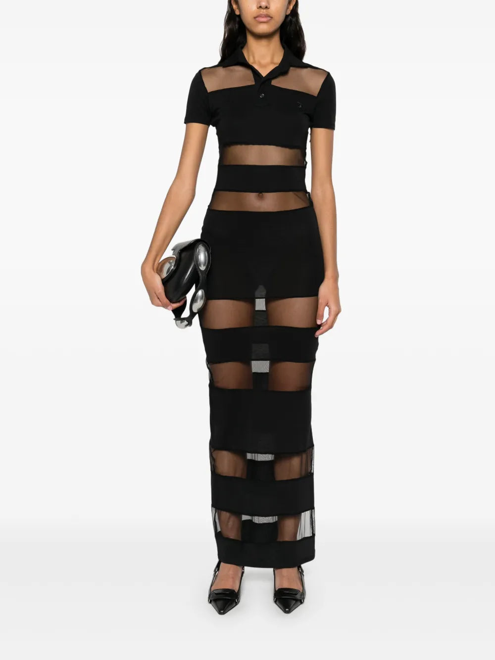 Striped Sheer Polo Dress