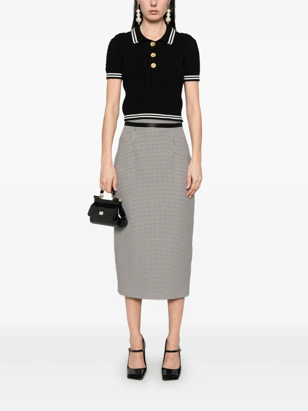 Houndstooth Midi Skirt