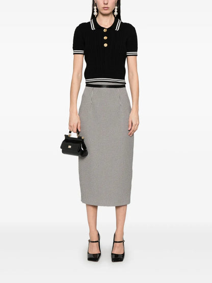 Houndstooth Midi Skirt
