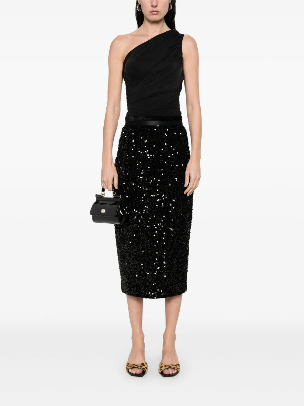Sequin-Embellished Midi Skirt