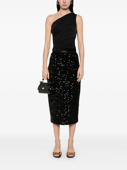 Sequin-Embellished Midi Skirt