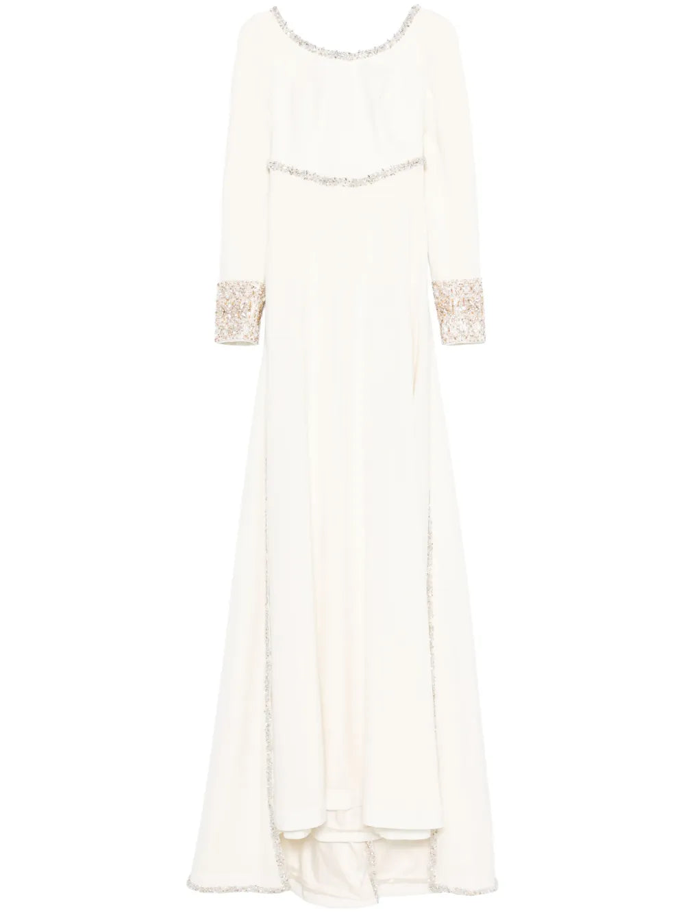 Crystal-Embellished Cape-Detail Gown