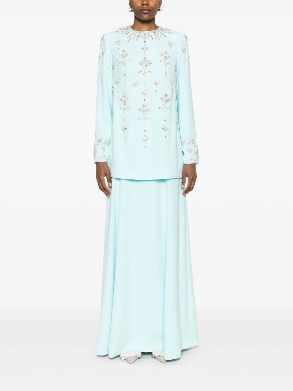 Crystal-Embellished Top And Skirt Set