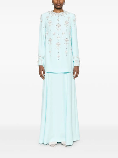 Crystal-Embellished Top And Skirt Set