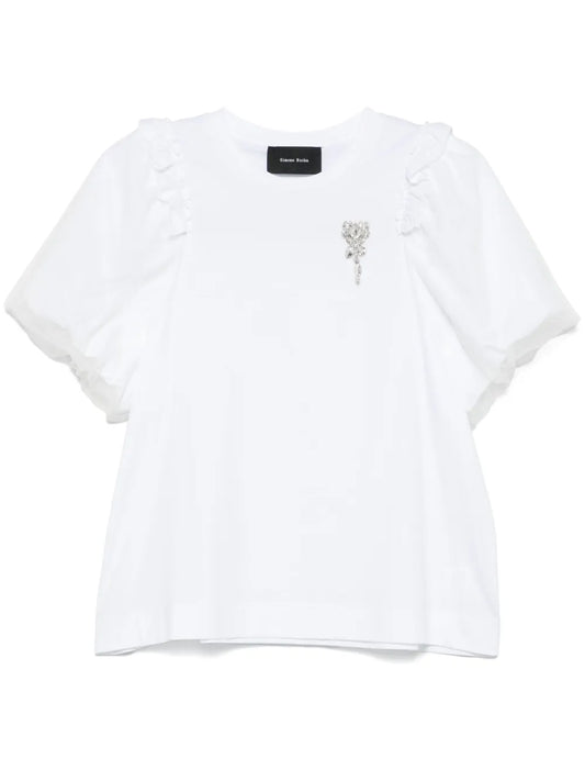 Flower-Embellished T-Shirt