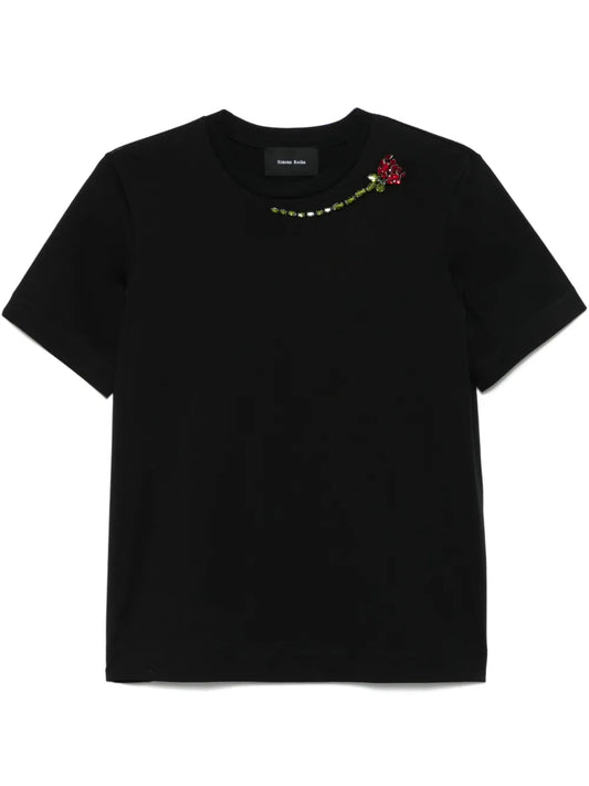 Flower-Embellished T-Shirt