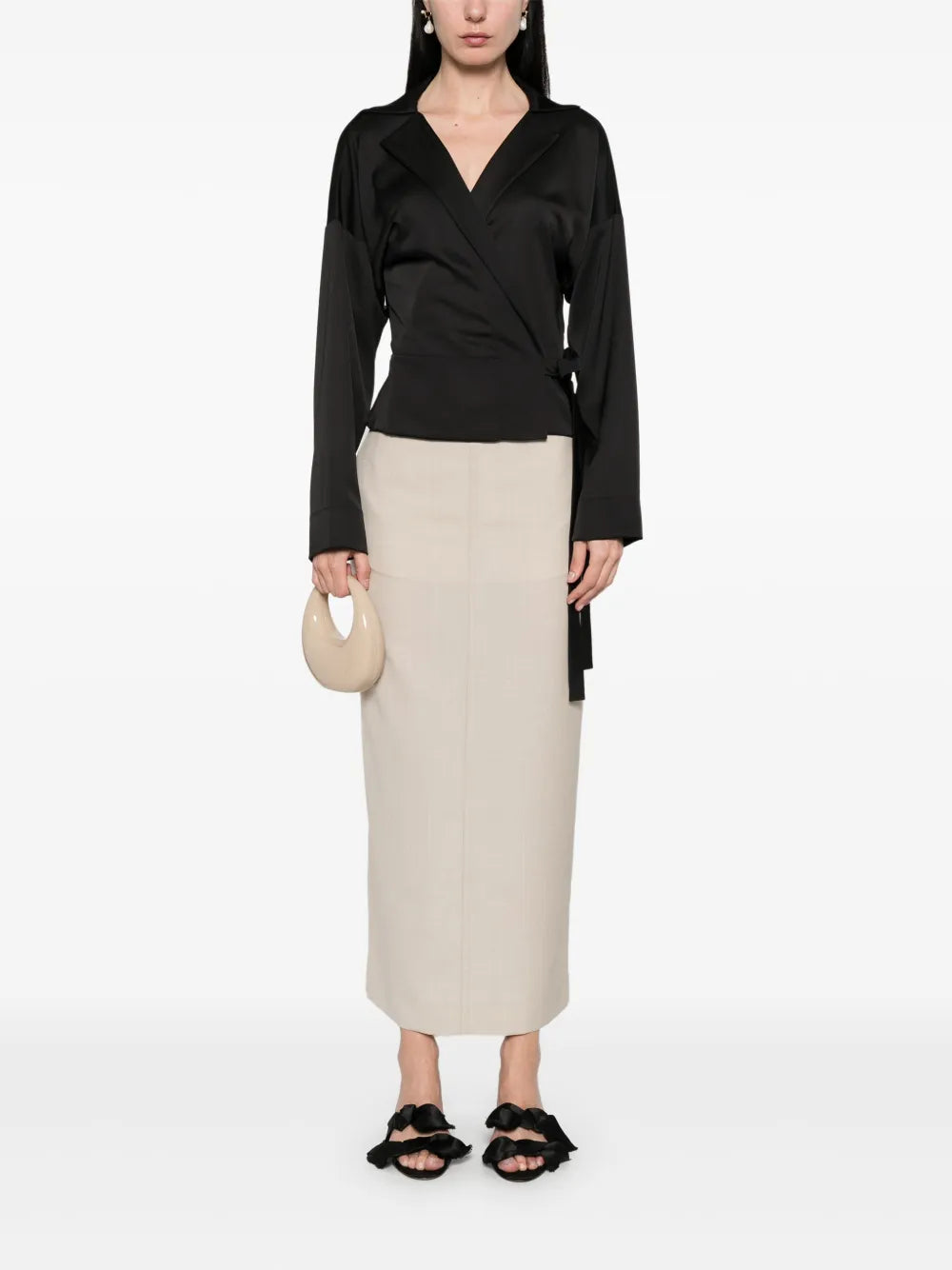 Mélange-Effect Maxi Skirt