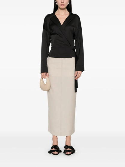 Mélange-Effect Maxi Skirt