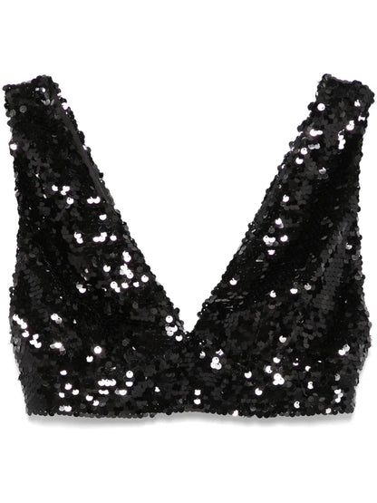 Sequinned Cropped Top