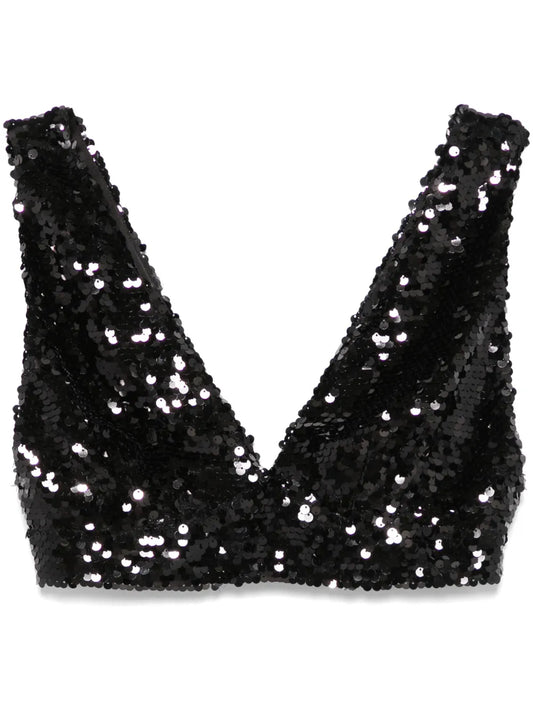 Sequinned Cropped Top