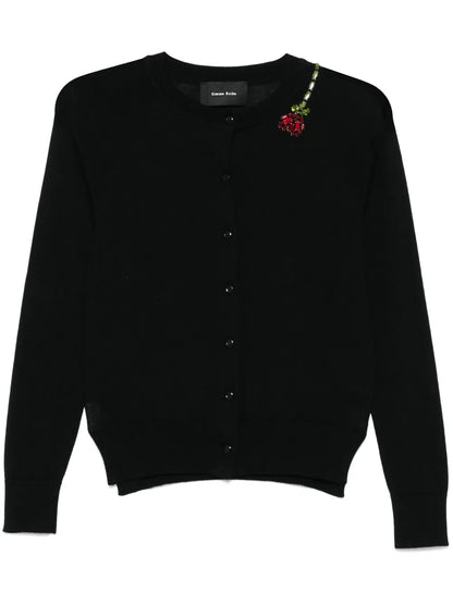 Flower-Embellished Cardigan