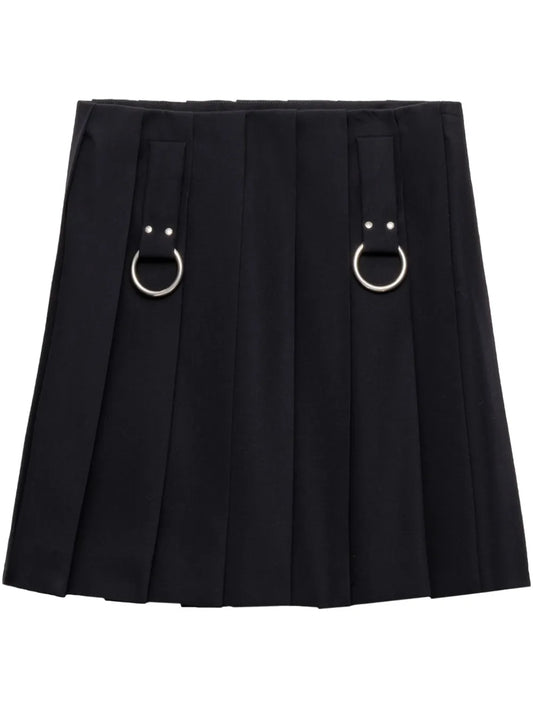 Pleated Gabardine Skirt