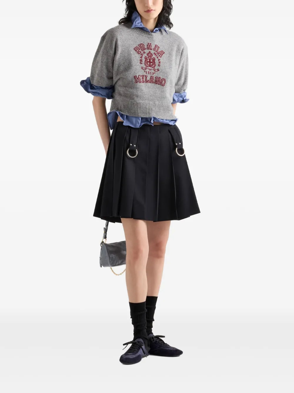 Pleated Gabardine Skirt