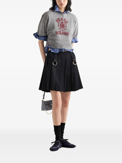 Pleated Gabardine Skirt