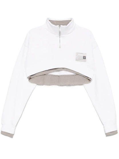 Shirt-Layered Cropped Sweatshirt