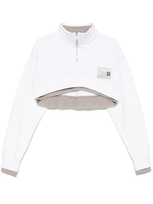 Shirt-Layered Cropped Sweatshirt
