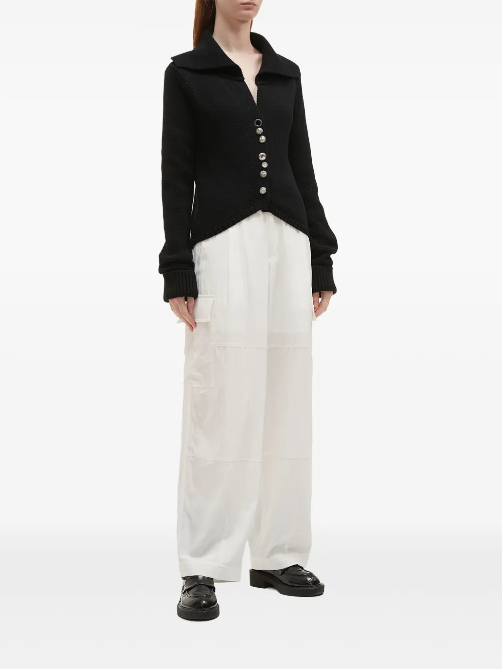 Wide-Lapel Cardigan