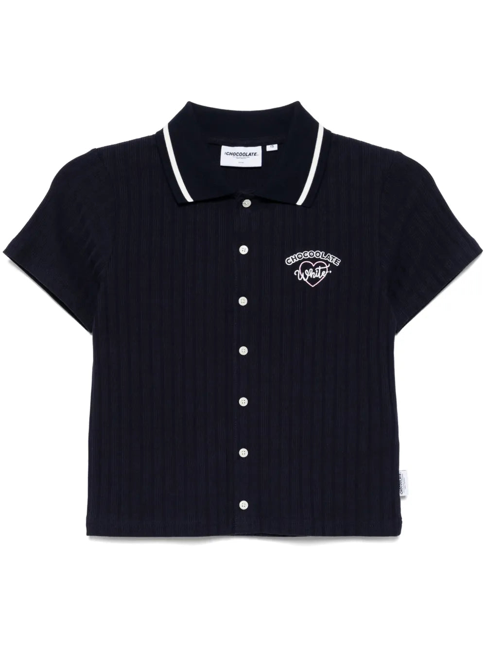 Ribbed-Knit Polo Top