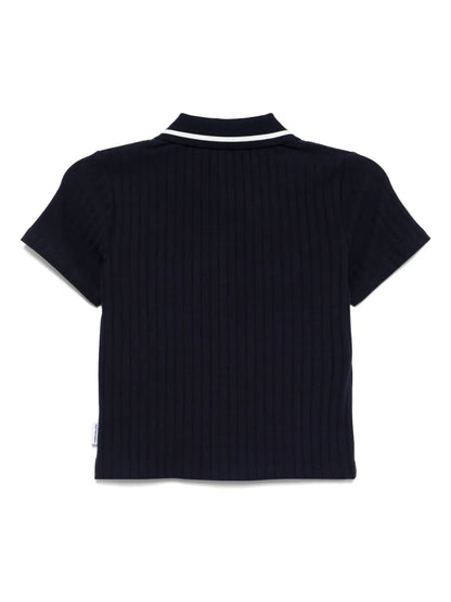 Ribbed-Knit Polo Top