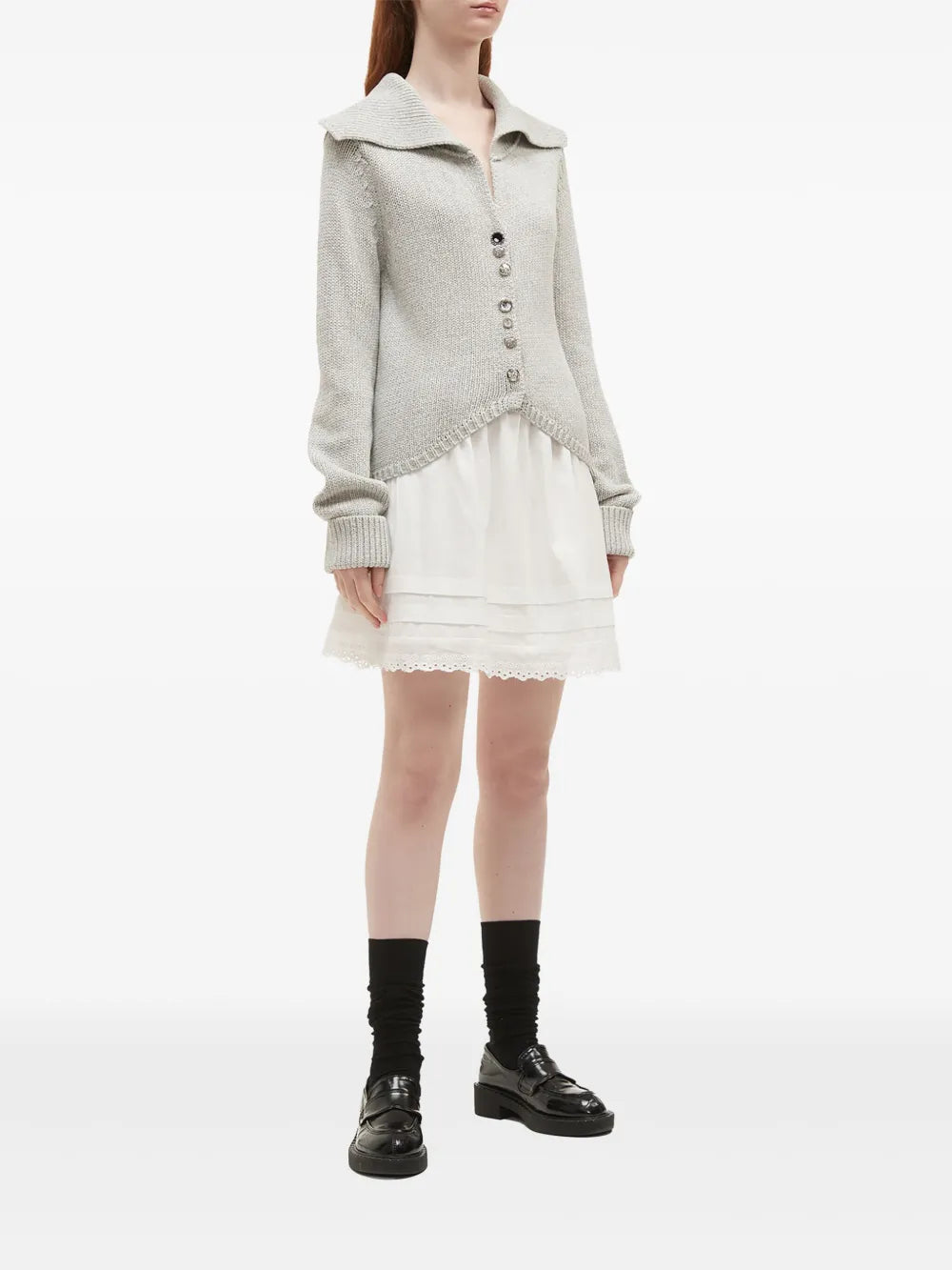 Wide-Lapel Cardigan