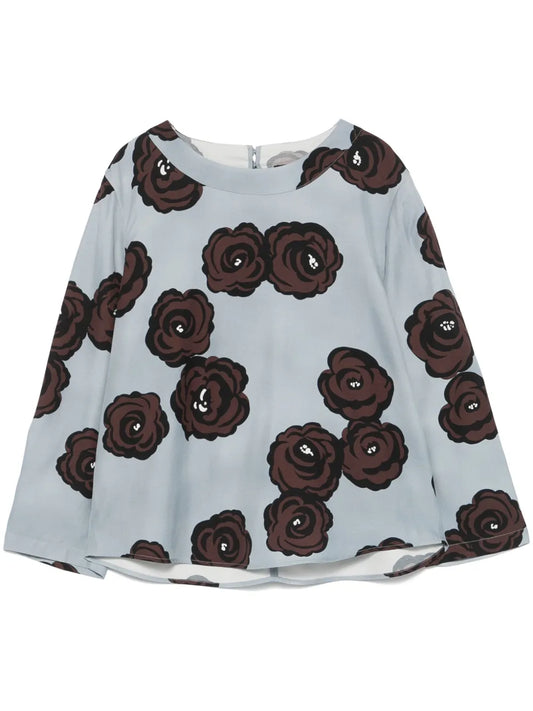 Flower-Print Blouse