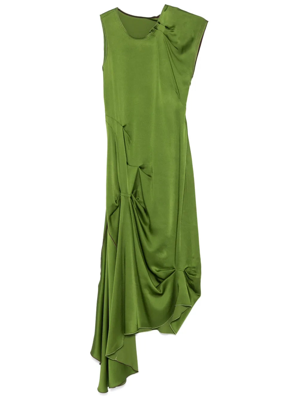 Draped Tuck-Detail Midi Dress