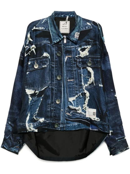 Graphic-Print Shirt Jacket