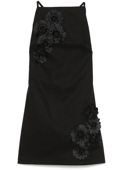 Floral-Appliqué Mini Dress