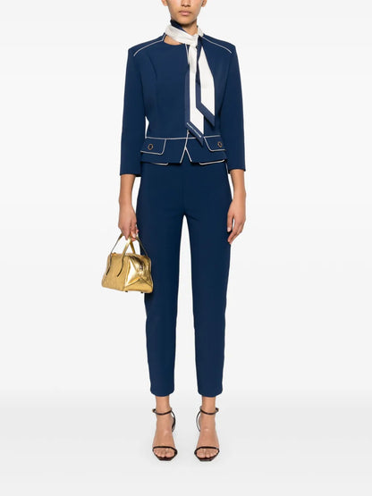 Attached-Scarf Crepe Jacket