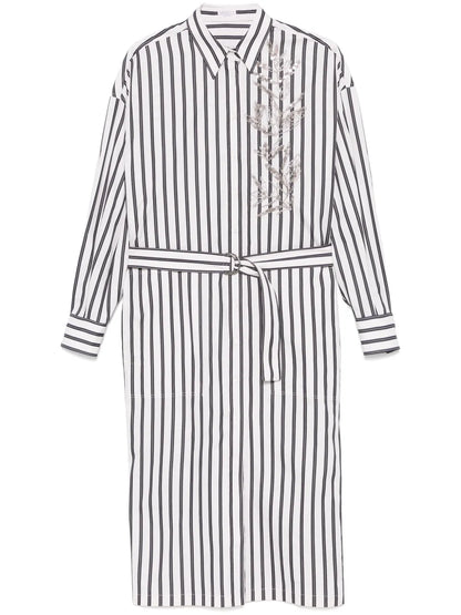 Floral-Embroidered Shirt Dress