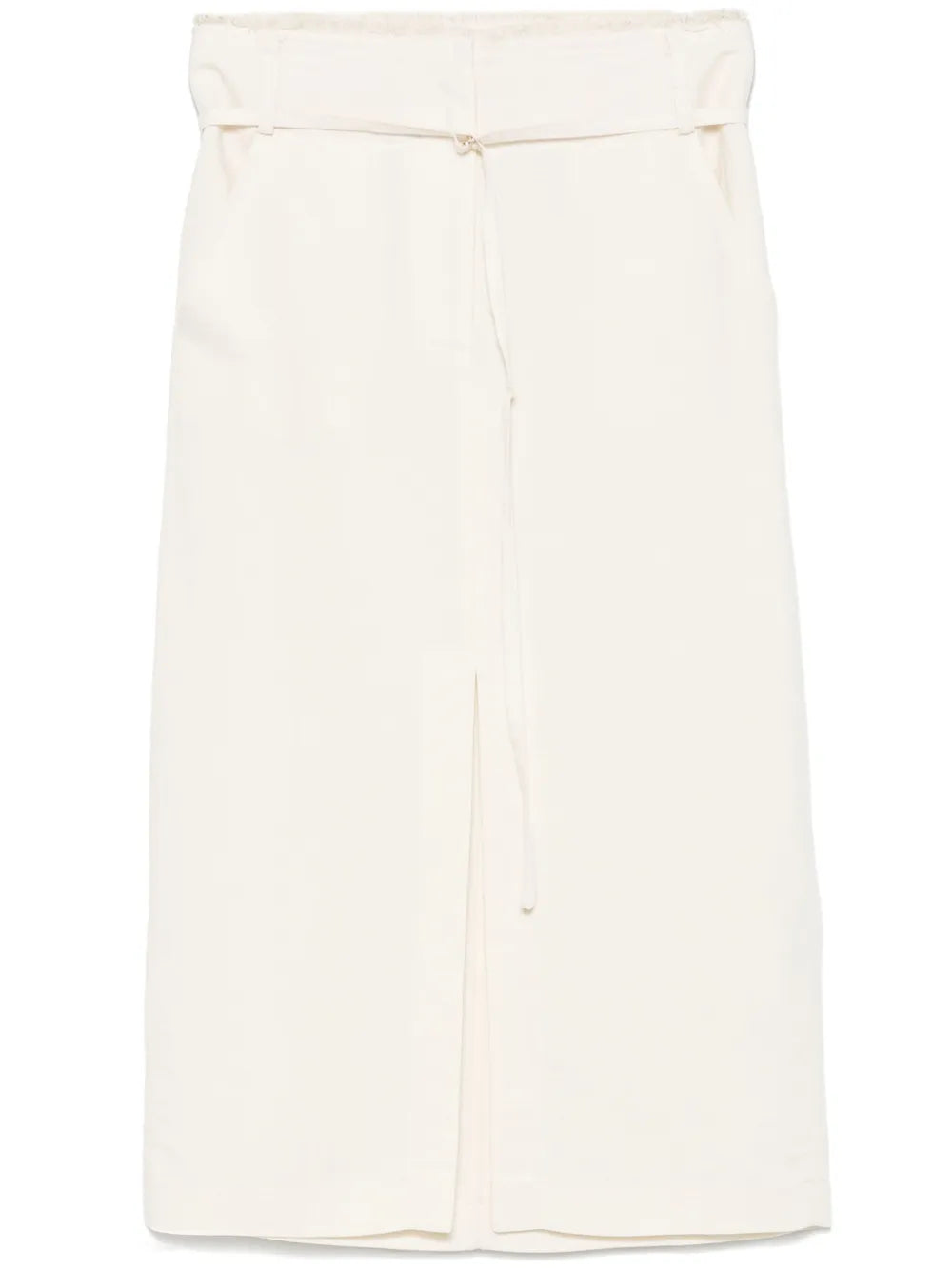 Frayed-Edge Midi Skirt