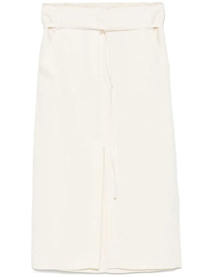Frayed-Edge Midi Skirt