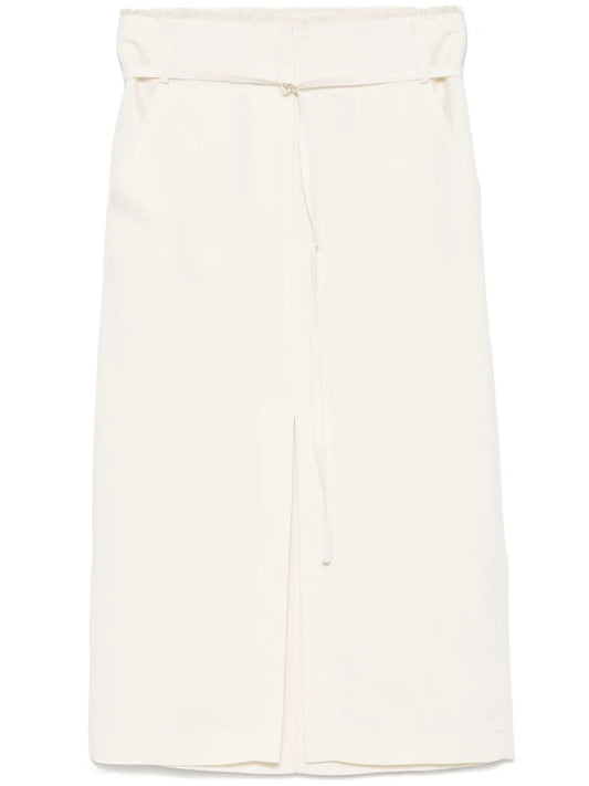 Frayed-Edge Midi Skirt