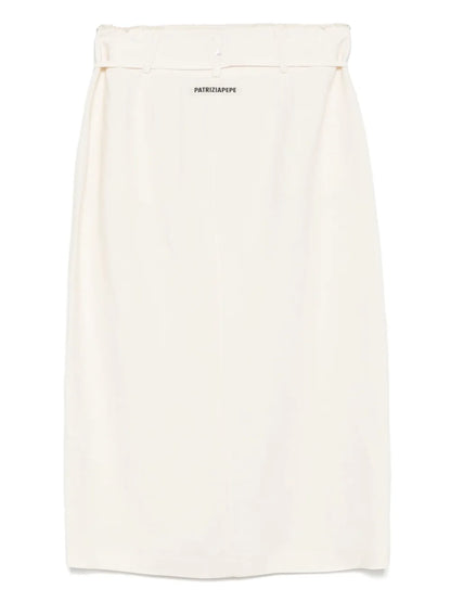 Frayed-Edge Midi Skirt