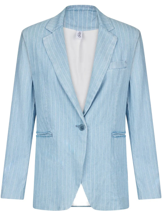 Pinstripe Pattern Denim Blazer