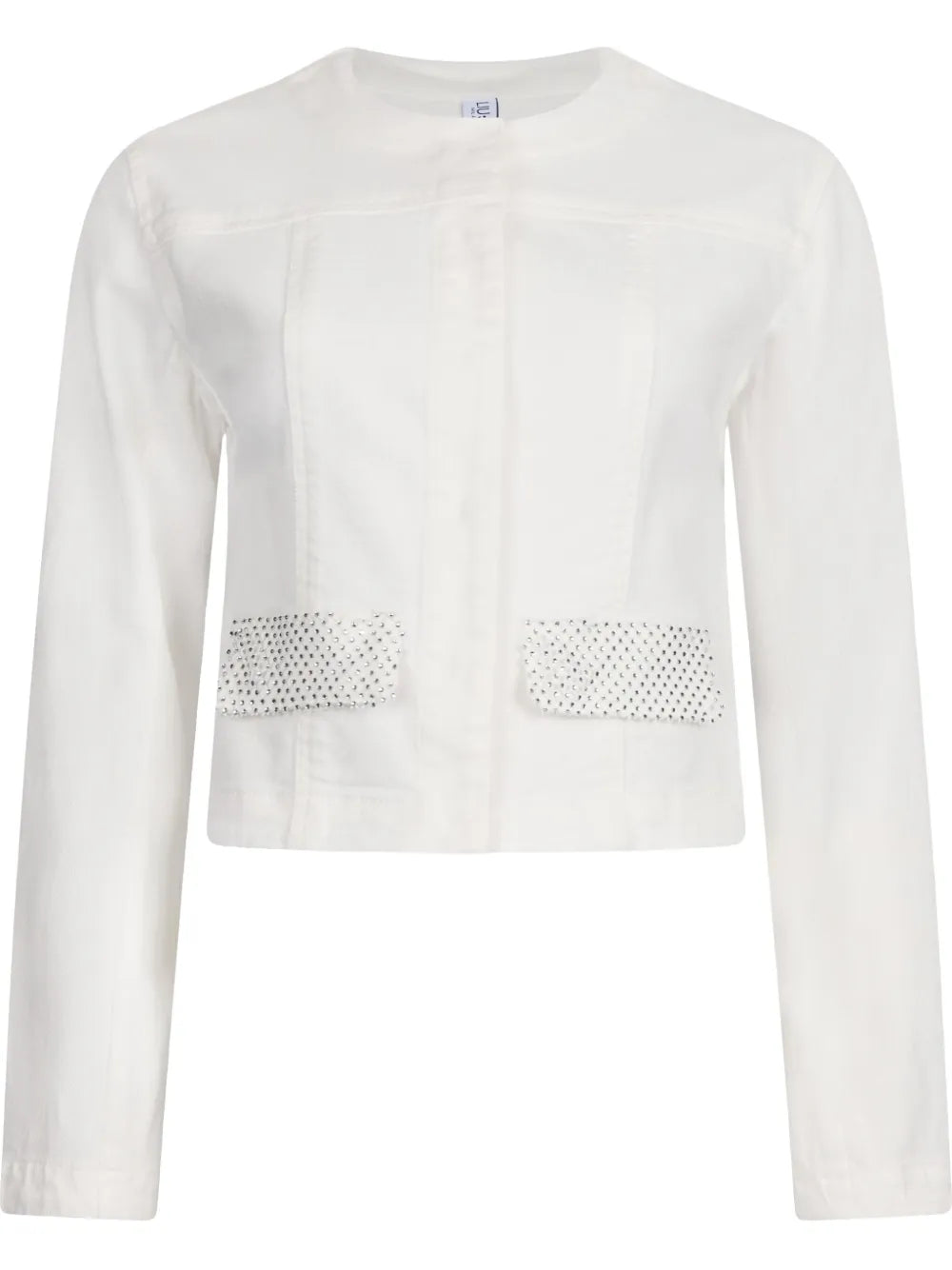 Rhinestone-Detailing Denim Jacket